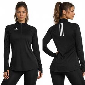 Adidas Women's Black Long Sleeve Quarter Zip Athletic Swim Top Small